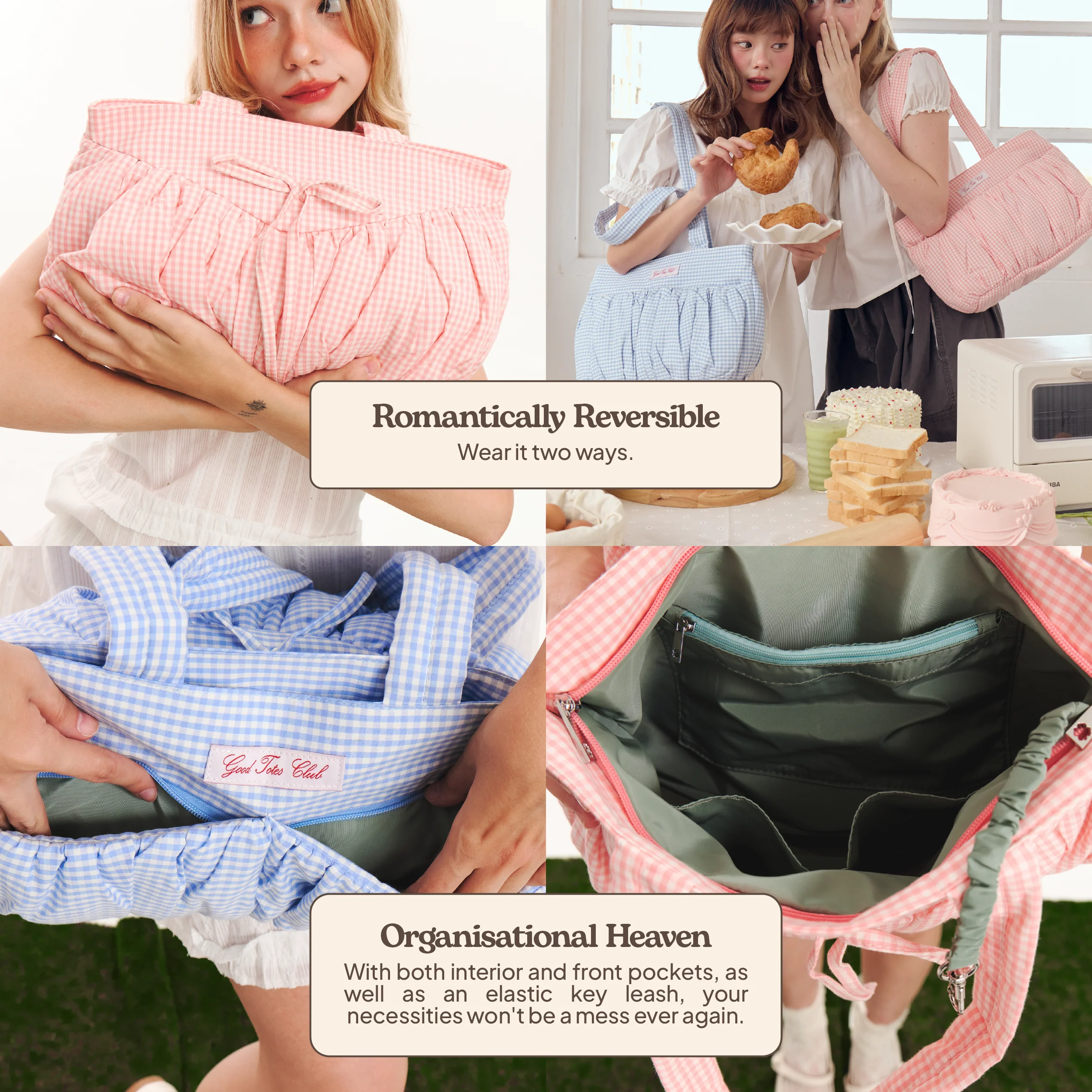 Mini Soufflé Tote (Blue Gingham) - Image 3